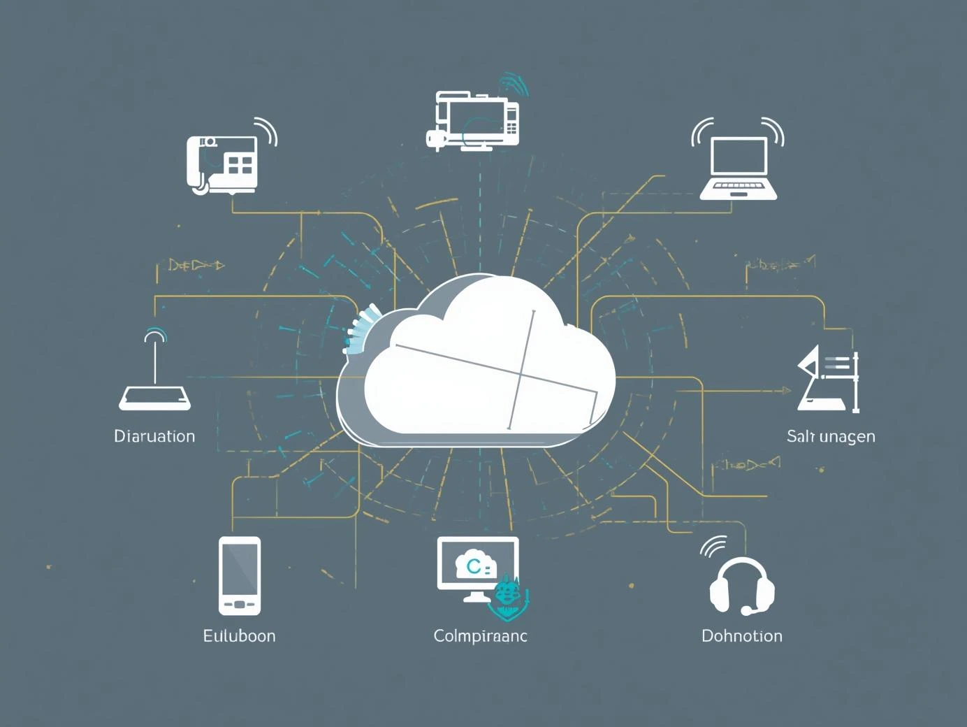 What is Cloud Telephony? A Simple Guide for Businesses in UAE 1 Illustration showing a simplified flow of cloud telephony_ voice signals moving through the cloud